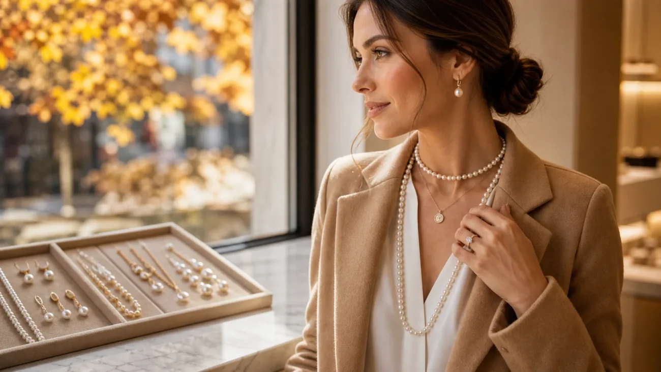 How to Layer Wedding Jewelry With Pearls in Fall Outfits